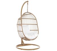 Beliani Hanging Chair With Stand Alba Pe Rattan Natural