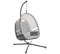 Beliani Hanging Chair with Stand Light Grey ALVIANO, Grey