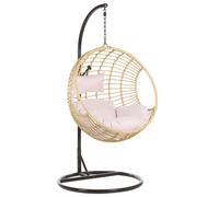 Beliani Hanging Chair With Stand Aspio Pe Rattan Natural