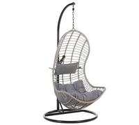 Hanging Chair with Stand PINETO PE Rattan Grey