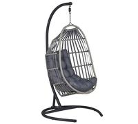 Modern Hanging Chair PE Rattan Dark Grey Egg Chair Patio Indoor with Stand Sesia