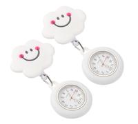 Hanging Chest Watches with Strong Silicone Clips Pocket Watches Nurse 2pcs Retractable Lovely Cloud Shape, for Nurses and Students During Exams