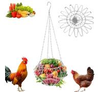 Hanging Chicken Feeder, Foldable Chicken Vegetable Hanging Feeder, Vegetable Basket, Fruit Basket, Flower Basket, Vegetable Fruits Feeder Basket with 4pcs Hanging Chain (1PCS)