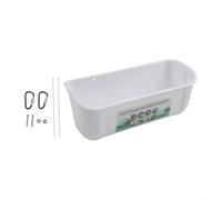Hanging Chicken Feeder for Poultry, Large Capacity Plastic Feed Trough for Wire Cage, Wooden and Mesh Fence, Easy Clean Duck Geese Livestock Feeding Basin(White)