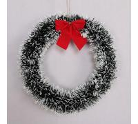 Hanging Christmas Garland 35cm Green Artificial Wall Ornament(White)