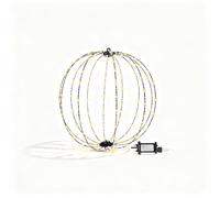 Shatchi Christmas 3D Foldable Lighted Spheres - Large Fold-Flat Metal Frame LED Ball Lights, Festive Fairy Lights for Indoor & Outdoor Decoration Shatchi Bright Yellow 40 cm x 15 cm