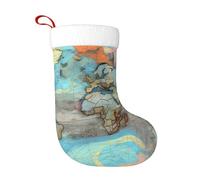 Hanging Christmas Stocking 18" Large Xmas Socks Cartoon world map Print Design,for Fireplace Family Holiday Decor Gift