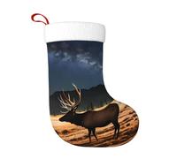 Hanging Christmas Stocking 18" Large Xmas Socks Elk in the meadow Print Design,for Fireplace Family Holiday Decor Gift