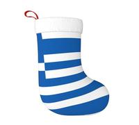 Hanging Christmas Stocking 18" Large Xmas Socks Greek flag Print Design,for Fireplace Family Holiday Decor Gift