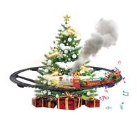 Hanging Christmas Train Set with Light/Smoke/Sound/Music, Toy Train Set Around Under The Christmas Tree, Xmas Toys Gift with Santa Claus, Xmas Tree TrainSet