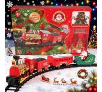 Hanging Christmas Train Set with Light/Smoke/Sound/Music, Toy Train Set Around Under The Christmas Tree, Xmas Toys Gift with Santa Claus, Xmas Tree TrainSet