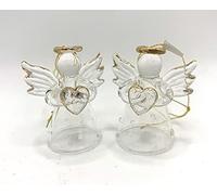 Hanging Christmas Tree Decoration - Glass Angel with Silver Polka Dot Dress