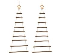 Hanging Christmas Trees with Top Stars Xmas Tree 2 pcs Natural Branch vidaXL