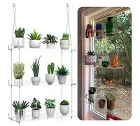 Hanging Clear Acrylic Plant Shelves - 3-Tier Window Wall Stand for Indoor Gardens, Flower, Succulents, Herb, Seedling Organization and Plant Pots Display