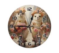 Hanging Clock 25cm Funny Alpaca By Bike Digital Wall Clocks | Frameless Round Clock Modern Round Clocks for Home Bedroom Office