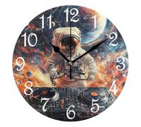 Hanging Clock,Astronaut Dj Universe Planet Space,Decorative Digital Wall Clocks Silent Non-Ticking Decor Clocks for Home Bedroom 25cm