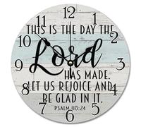 Hanging Clock,This is The Day Verse Religious Quote Art,Frameless Digital Wall Clocks Decorative Decor Clocks for Bedroom Office 25cm