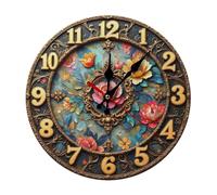 Hanging Clock,Vintage Flower Hand Painted Roses 2D,Large Number Digital Wall Clocks Battery Operated Decor Clocks for Kitchen Living Room 25cm
