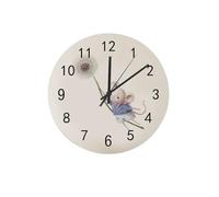 Hanging Clock,Watercolor Cute Mouse Dandelion,Silent Non-Ticking Digital Wall Clocks Large Number Round Clocks for Bedroom Classroom 25cm
