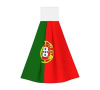 Hanging coral fleece hand towel, children's and adult bathroom and kitchen hanging hand towel, Portuguese flag super absorbent kitchen towel