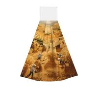 Hanging coral fleece hand towel, children's and adult bathroom and kitchen hanging hand towel, wheat harvest super absorbent kitchen towel