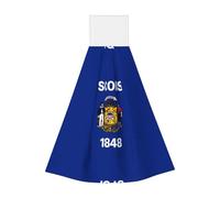Hanging coral fleece hand towel, children's and adult bathroom and kitchen hanging hand towel, Wisconsin State Flag super absorbent kitchen towel