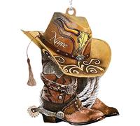 Hanging Cowboy Boot Ornament for Christmas Tree, Car Rearview Mirror Accessories - Personalized Acrylic Car Hanging (Single-Sided)