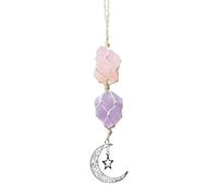 Hanging Crystal Guardian, Crystal Car Hanging Healing Crystal Gifts Rose Quartz Amethyst Pendant Ornament Hanging Car Crystal Accessories Crystal Stones Reiki Bohemian Witchy Gifts for Women