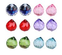 Hanging Crystals for Windows, 12pcs 2x3cm 6 Colors Glass Window Crystals, DIY Crystal Balls for Home Window Feng Shui Decorations