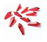 Hanging Crystals Prisms 50pcs 36MM Chandelier pendant Red Color Glass Chandelier U-ICICLE Drops (with Rings) Crystal Prisms Pendants Lamp Parts For Curtains Hangings Crystals for Decoration