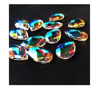 Hanging Crystals Prisms 50pcs 38 * 22mm K9 Crystal Faceted Colorful Glass Drops Chandelier Faceted Pointed Oval Pendant Hangings Crystals for Decoration