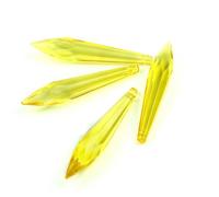 Hanging Crystals Prisms Colorful 76mm 10pcs/50pcs Crystal Icicle Pendants Chandelier Parts Hangings Crystals for Decoration(Yellow,50pcs)