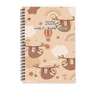 Hanging Cute Sloths 2026 Planner A5 To Do List Notebook Planning Notebook Journals for Women 2026 Diary and for Wedding Week To View Monthly Year Diary Planner with Dotted Line Note Page Slim