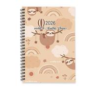 Hanging Cute Sloths 2026 Planner Diary A5 To Do List Notebook Daily Diary Ladies 2026 Planner and Journal for Family Week To View Monthly Year with Dotted Line Note Page Slim