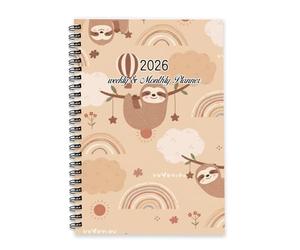 Hanging Cute Sloths 2026 Planner Diary A5 To Do List Notebook Daily Diary Ladies 2026 Planner and Journal for Family Week To View Monthly Year with Dotted Line Note Page Slim