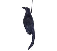 Hanging Dead Crow Bird Scarer 17 Inch Realistic Simulation Crow Decoy With Black Feathers Effective Bird Repellent For Garden Yard Farm Scaring Crows Other Unwanted Birds Halloween Decoration Outdoor