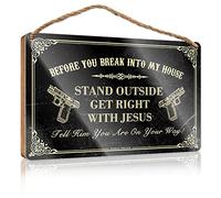 Hanging Decor Door Before You Break Into My House Wooden Sign Wooden Hanging Sign Funny Office Gifts For Coworke(15X28CM)