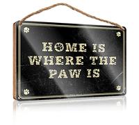 Hanging Decor Door Home Is Where The Paw Is Wooden Sign Wooden Hanging Sign Funny Office Gifts For Coworke(20X30CM)