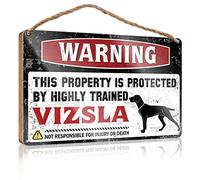 Hanging Decor Door Warning This Property Is Protected By A Highly Trained Vizsla Wooden Sign Wooden Plaques For Crafts Bedroom Decorations(20X30CM)