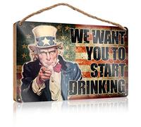 Hanging Decor Door We Want You To Start Drinking Wooden Sign Funny Porch Decor Funny Wall Signs(15X28CM)