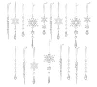 hanging decor ornaments 18pcs Ornaments For Tree Decorations Light Blue Hanging Acrylic Snowflake And Icicle With Drop Pendants For Tree Year Holiday Cookbook Ornament hanger decorations home