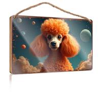 Hanging Decor Outdoor Porch Orange Poodle In Space: A Whimsical Cosmic Adventure Wooded Sign Hanging Wooden Sign Diy Front Porch Decor(23X35CM)