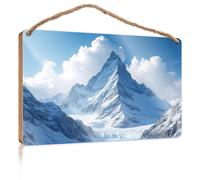 Hanging Decor Sign A Majestic Snow-Covered Mountain Peak Rises Dramatically Against Patio Decorations Outdoor Gifts for Husbands(23X35CM)