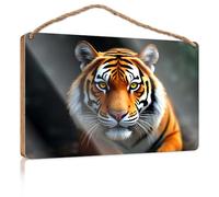 Hanging Decor Sign A Majestic Tiger with Striking Orange Fur and Bold Black Stripes Patio Decorations Outdoor Gifts for Husbands(15X28CM)
