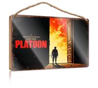 Hanging Decor Sign A Soldier Stands in Front of an Open Door, Facing A Fiery Explosion Wood Kitchen Decor Front Door Decor(23X35CM)