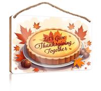 Hanging Decor Sign Let's Give Thanksgiving Together Wood Kitchen Decor Front Door Decor(15X28CM)