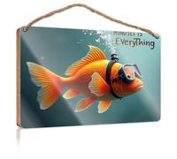 Hanging Decor Sign Mindset is Everything, Even for A Fish! Patio Decorations Outdoor Gifts for Husbands(20X30CM)