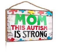 Hanging Decor Sign Mom This Autism is Strong Patio Decorations Outdoor Gifts for Husbands(20X30CM)