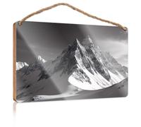 Hanging Decor Sign Snow-Covered Peaks Rise Majestically Against The Sky Patio Decorations Outdoor Gifts for Husbands(20X30CM)