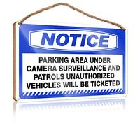 Hanging Decor Wood Notice Parking Area Under Camera Surveillance And Patrols Unauthorized Vehicles Will Be Ticketed Wooden Sign Wood Hanging Sign Plaque Door Sign For Home(20X30CM)
